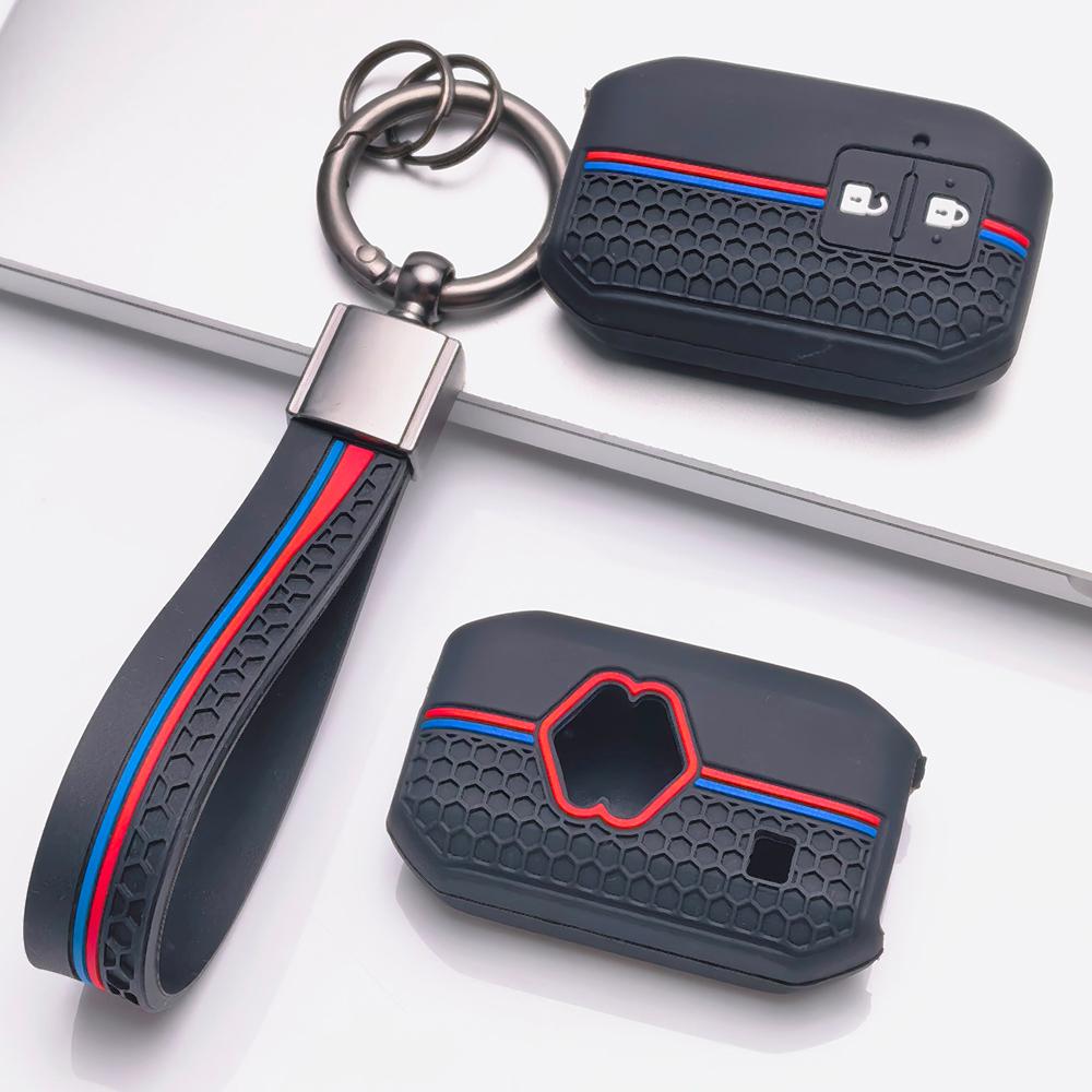 Silicone Car Key Fob Cover for Suzuki Swift Ertiga Ignis Baleno XL7 Ciaz Dzire Wagon R with Keychain Honeycomb Texture Shockproof Remote Key Protector