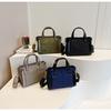 Stylish Nylon Bag Women 2023 New Korean Style Autumn Winter Retro Fashion Square Bag Single Shoulder Bag Black