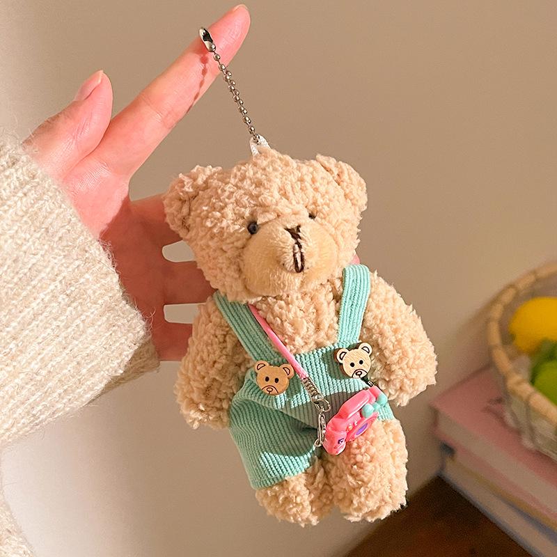 Cute Bear Plush Doll Pendant: Heart Backpack Charm for Girls