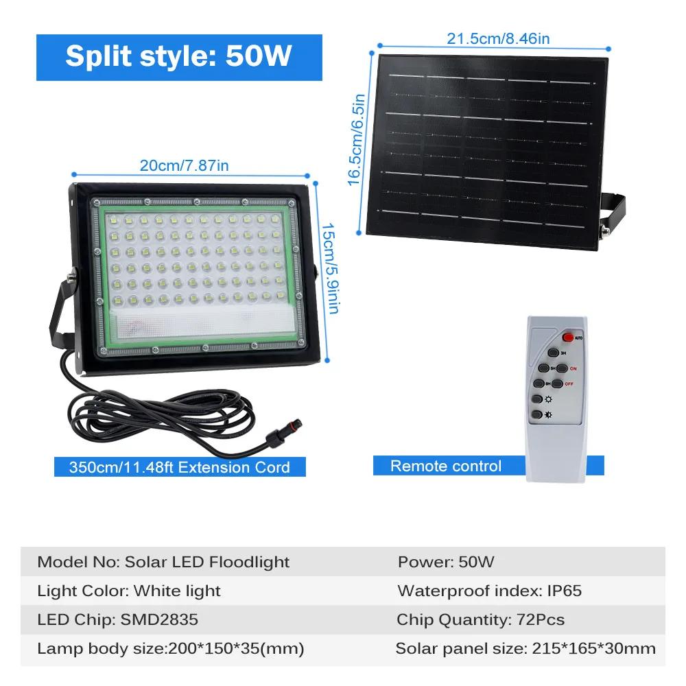 100W/50W Solar Lights Garden Folding Solar Floodlight Outdoor Waterproof Intelligent Light Sensing Courtyard LED Lighting