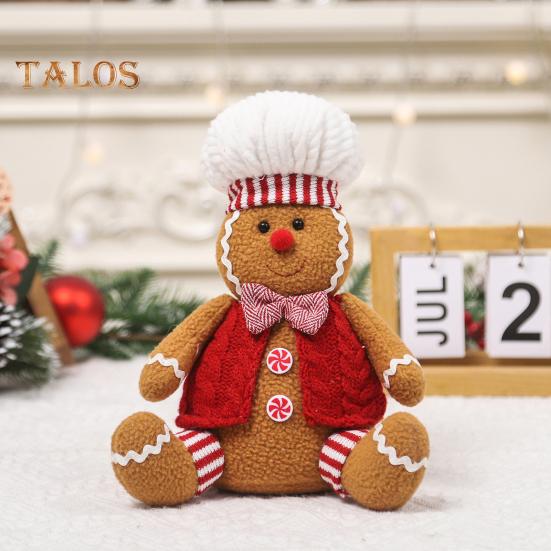 Bambola di Pan di Zenzero di Natale in Peluche Morbida Imbottita Giocattolo Bambola di Natale per Decorazioni Festive Ragazza Ragazzo Seduto Giocattolo Pan di Zenzero per Esposizione su Porta Scaffale