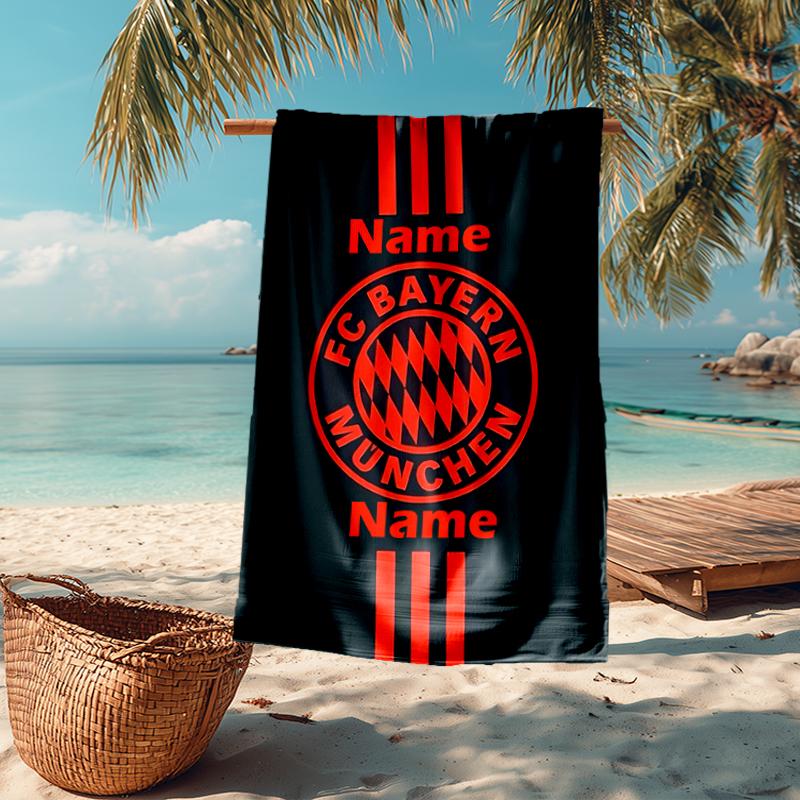 Custom Name Ultra-Soft Beach Towel with FC Bayern München Theme,Ideal for Pool - Camping, Diving - Perfect Travel Essential, Vibrant Beach Towel.