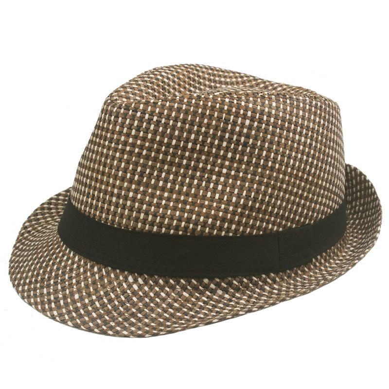 Jue Hat Sommer-Strohhut für Herren mittleren Alters und älterer Herren, britischer kleiner Zylinder, Outdoor-Sonnenschutz, Gentry-Hut