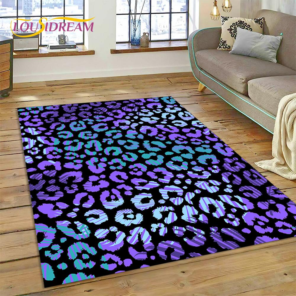 Colorful Zebra Stripe Leopard Tiger Print Pattern Rug Carpet for Living Room Bedroom Decor,Non-slip Decoration for Sofa Doormat