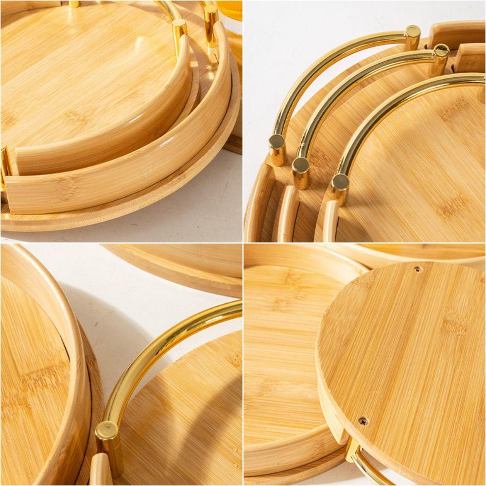 Round Tea Bamboo Tray Large Capacity Bread Pallet Simple Eating Basket  Camping