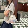 Cute Cat Canvas Bag Girl Versatile Messenger Bag Cartoon Shoulder Bag Student Leisure Travel Backpack