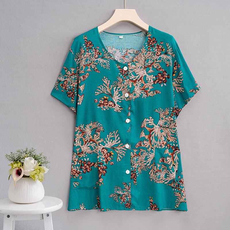 Summer Top Women Cardigan Thin Short Sleeve Plus Size Women's Blouse Summer Loose Vintage Clothes