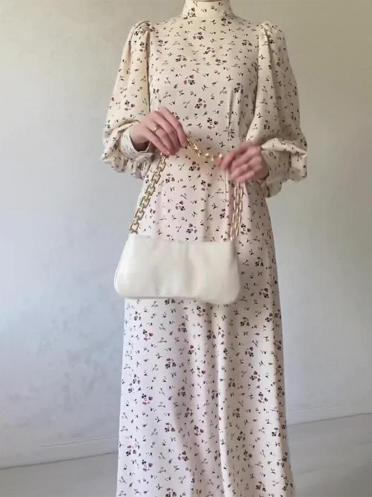 Spring Gentle And Loose Floral Dress With Long Sleeves And Long Skirts For Women