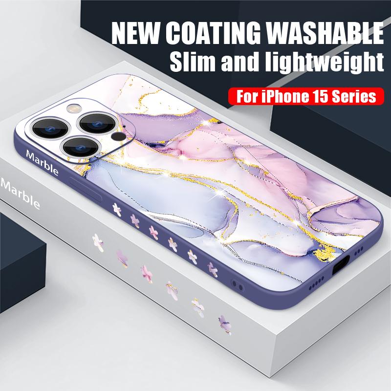 IPhone 16 Plus 15 14 Pro Max 13 12 Mini 11 7/8 Plus XR XS үшін соққыға төзімді түрлі-түсті мәрмәр құрылымы TPU жылтыр қатты қақпақ