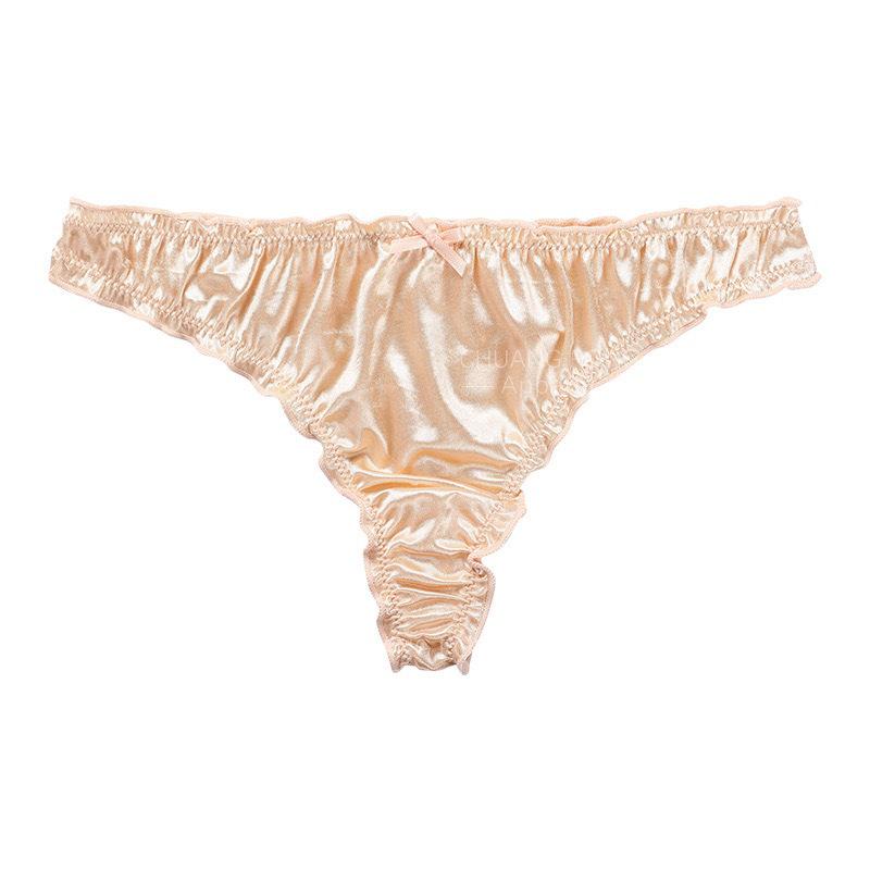 Europäischer & Amerikanischer Plus Size Satin Low-Rise Eis Seiden Tanga
