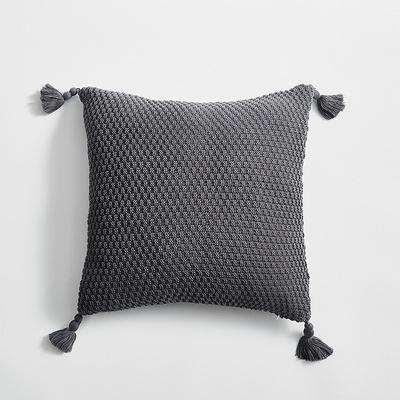 Neue Geometrische Gestrickte Kissenhülle Vintage Grau Kissen Elfenbein Quasten 45cm*45cm Weiche Heimdeko Kissenbezug