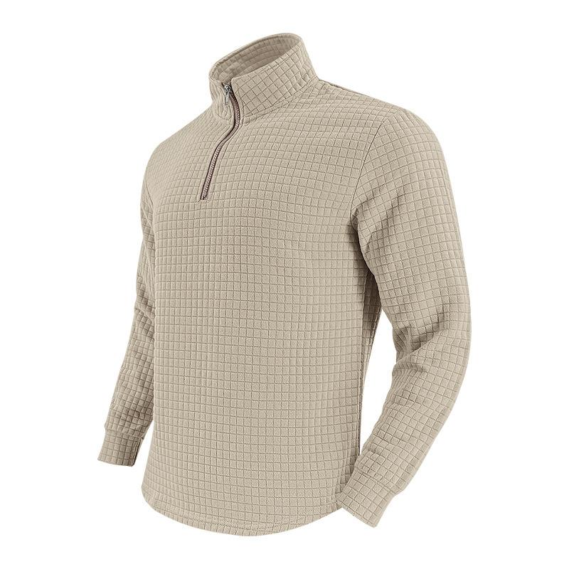 New Versatile Daily Business Spring And Autumn Men'S Men'S Standing Collar Long Sleeved Casual Outdoor Hoodie Jacquard Knitted Sweater