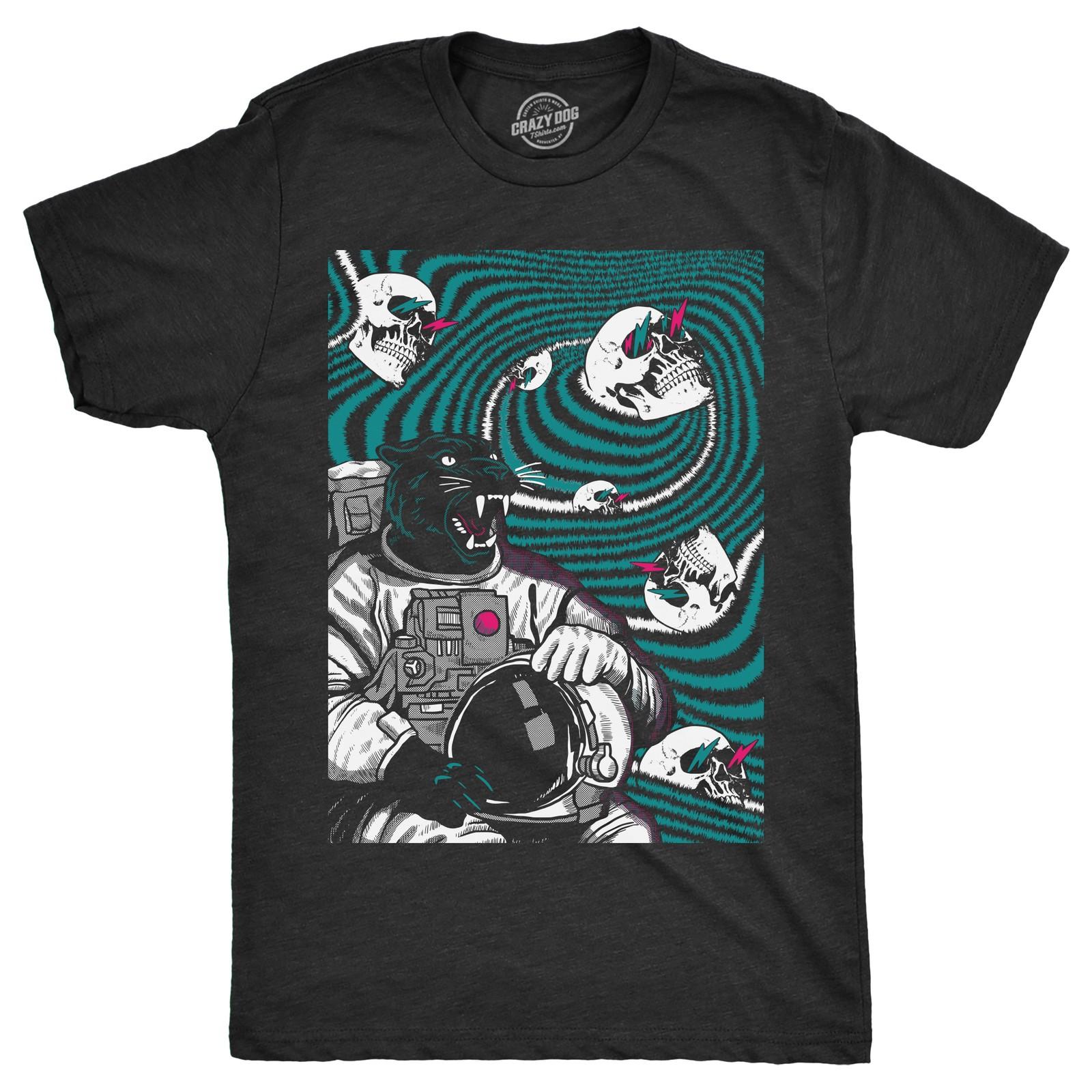 Mens Funny T Shirts Panther Astronaut Sarcastic Space Graphic Novelty Tee for XXXL