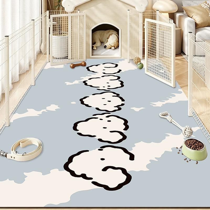 Cartoon Pet Rug Waterproof Urine-proof Scrubable Washable Rugs Cat Dog Kennel Fence Floor Mat Pvc Leather Mats Carpet Tapete