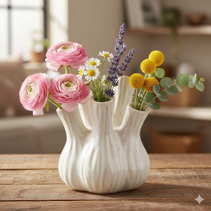 Vase design ail 13x16x13 cm blanc