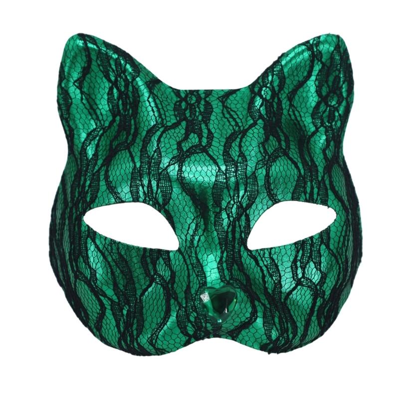Elegant Cats Face Lace Snake Pattern Mask Costume Mask For Masquerades Ball Halloween Party And Cosplay