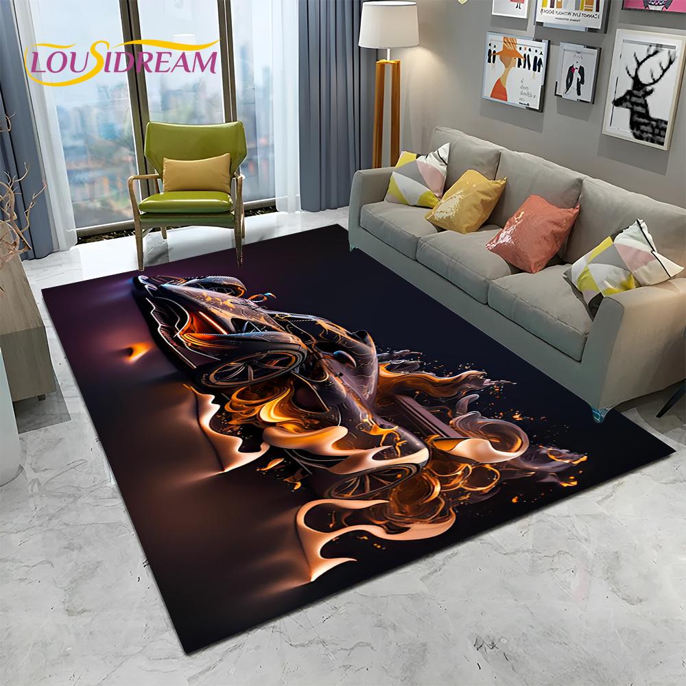 HD Concept Car 3D Future Sports Car Cartoon Carpet Rug for Home Living Room Bedroom Sofa Doormat Decor,kids Non-slip Floor Mat
