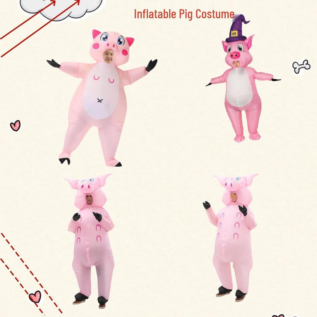 Unisex Pink Pig Inflatable Costume for Festivals and Stage Performances