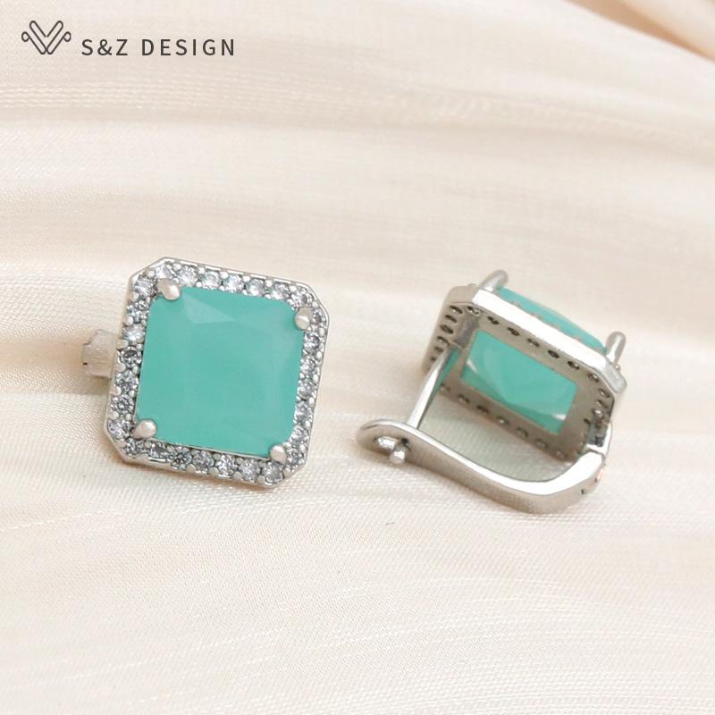 Fashion Square Pink Crystal Drop Earrings For Women Trendy Jewelry Rose Gold Color Wax Inlay Cubic Zirconia Eardrop