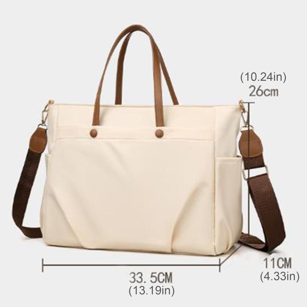 Women Waterproof Laptop Bag Large Capacity Versatile Briefcase Solid Color Leisure Sling Bag Business Meeting Travel Handbag