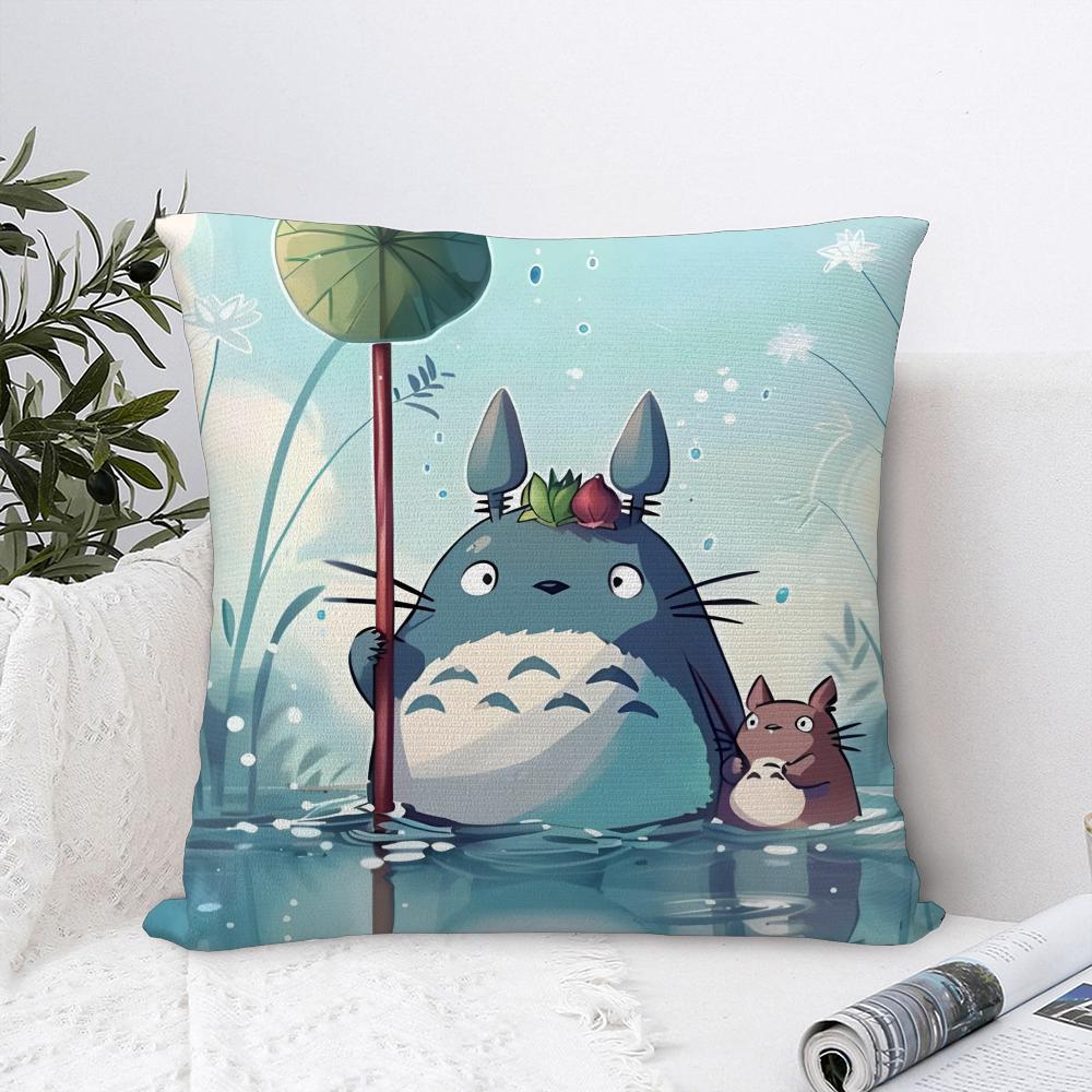 Kawaii Cute T-Totoroes Pillow Case Sofa Decorative Home Double-sided Print Plush Square Throw Pillow Covers Cushion Decor Cover