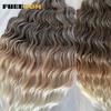FREEDOM Synthetische Flecht-Haarverlängerungen Tief Gewellt 24 Zoll Lang Lockige Braids Haare Ombre Braun Regenbogen Twist Häkel-Haar