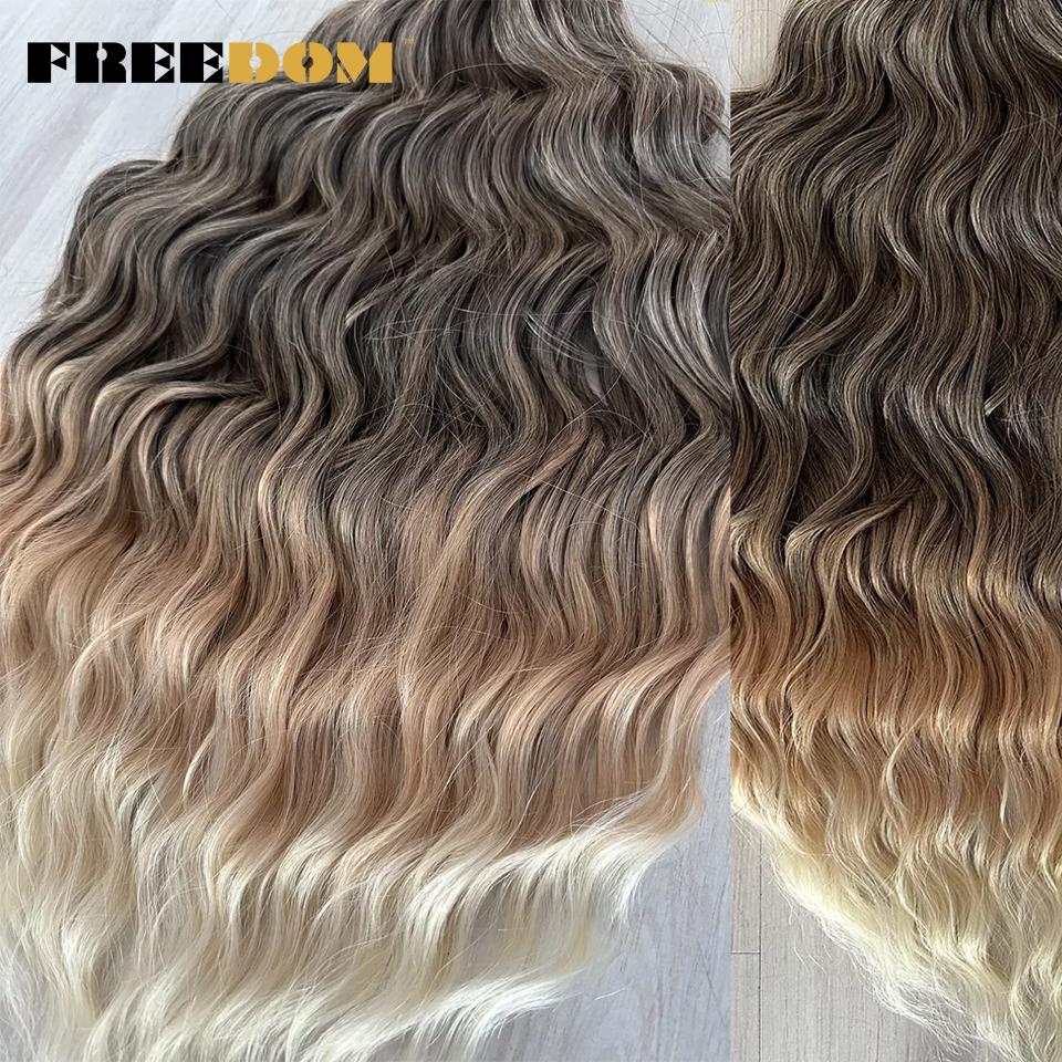 FREEDOM Synthetische Flecht-Haarverlängerungen Tief Gewellt 24 Zoll Lang Lockige Braids Haare Ombre Braun Regenbogen Twist Häkel-Haar