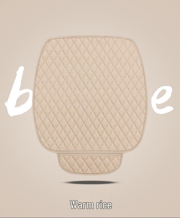 Breathable Linen Car Seat Cushion Set - Four Seasons, Small Waist, Half-Wrapped, 7-Piece