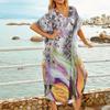 Polyester Print Beach Robe Cover-up - Holiday Casual Bikini Style, Model 695.