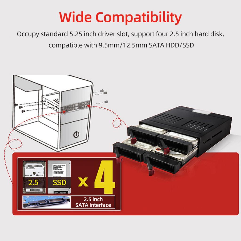 OImaster HE 2006 4 Slot Internal Hard Disk Rack Support Four 2.5 Inch SATA HDD SSD Easy Installation Plug and Play (Not