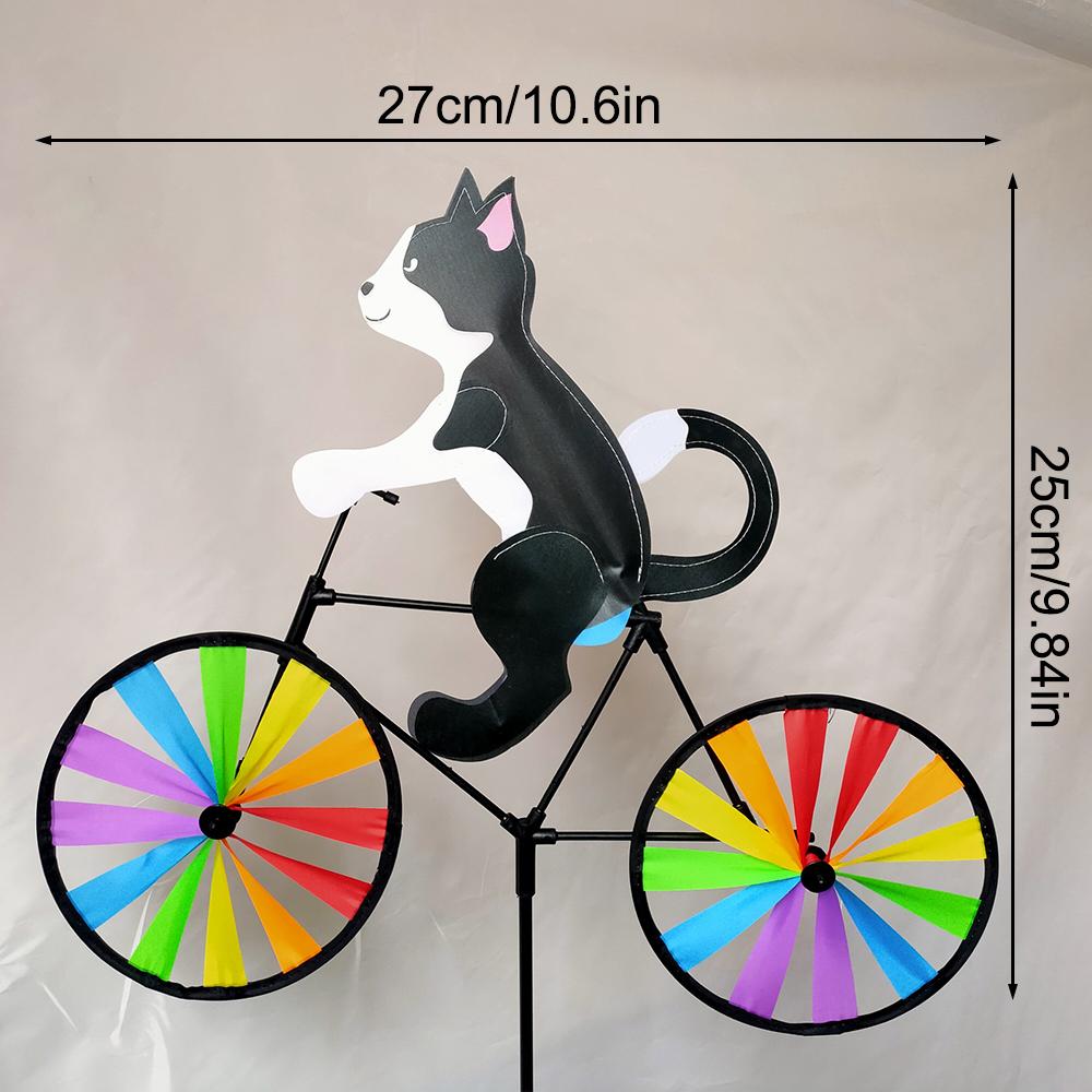 Animal Riding Three-dimensional Cartoon Modelling Windmill Creative Bicycle Wind Spinners Standing Pole Garden Yard Decoration