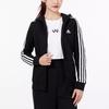 Side Stripes Sports Knitted Fabric Fleece Lined Hood Jacket Winter Women's Black GM5567