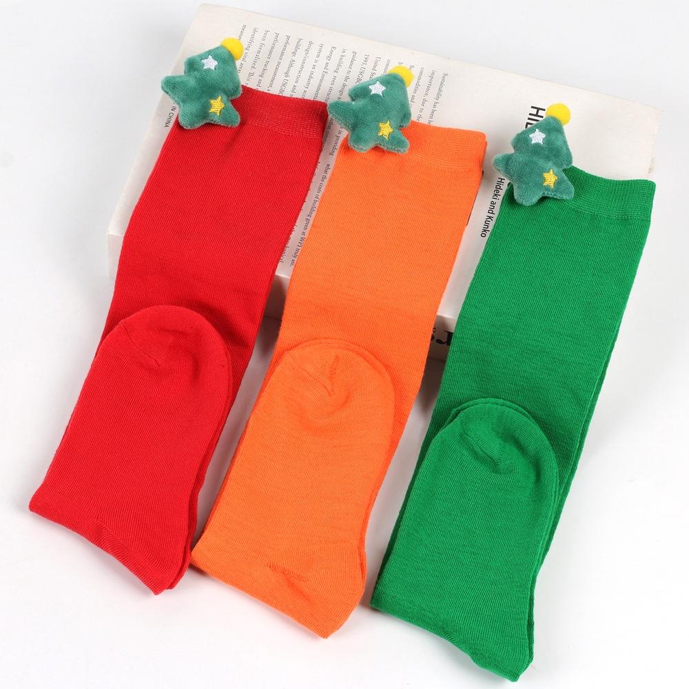 Cute Plush Christmas Socks For Kids Over The Knee Striped Cartoon Toy Socks