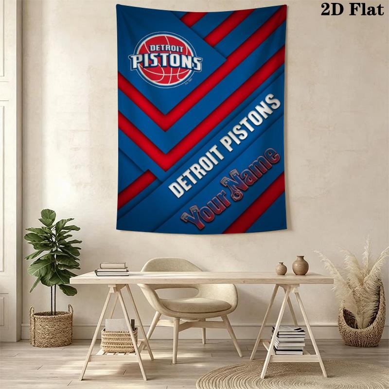 Name Custom Detroit Pistons Wall Tapestry Aesthetic Wall Hanging Printed Fabric Blanket Decorative Tapestries for Bedroom Living Room Home Decor