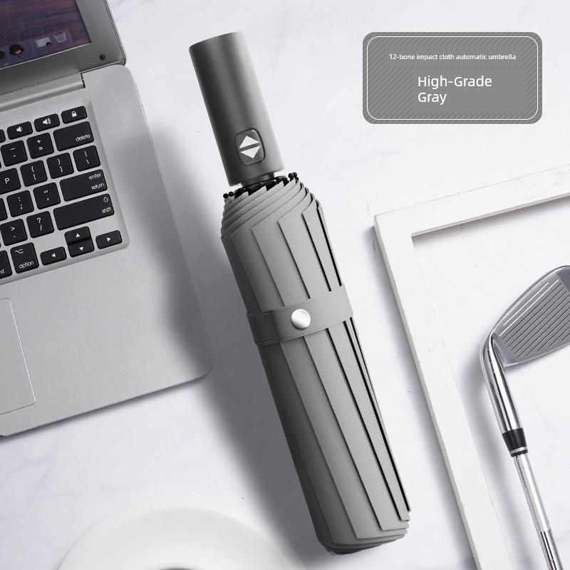 Automatic Umbrella Men's Large Reinforced Thickened Strong Wind-Resistant Sun Umbrella Folding Sun Umbrella Female Rain Or Shine Dual-Use Umbrella