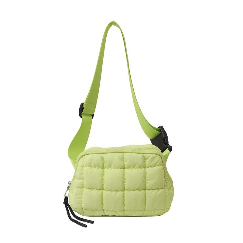 

2025 new car plaid fanny pack European and American fashion down jacket bag crossbody sports small backpack cycling breast bag 22*6*16 неоновый жёлтый