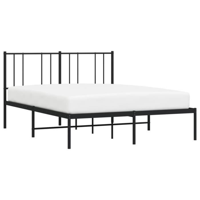 VidaXL Cadre de lit métal avec tête de lit noir 120x190 cm 352477