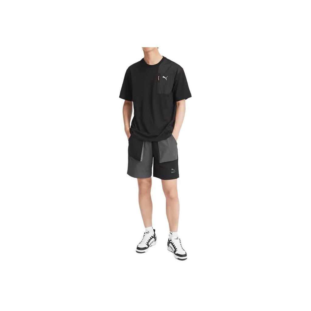 Puma Logo Casual Breathable Round Neck Short Sleeve T-Shirt Men Tops Black 678357