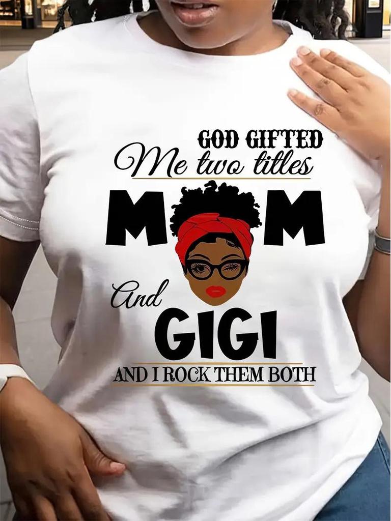 Women's Mother's Day Round Neck Short-Sleeve Top - European & American Style, Free Shipping