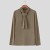 INCERUN Autumn Winter Men Tie Up Long Sleeve Solid Casual Fitted T-shirts Tops