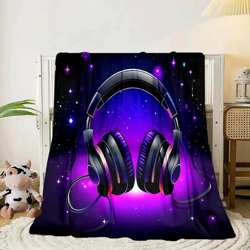 Music Waves Headphones Blanket Flannel Blanket Throw Blanket Sofa Cover Blanket Soft Premium Blanket Picnic Blanket Tv Blanket Gifts