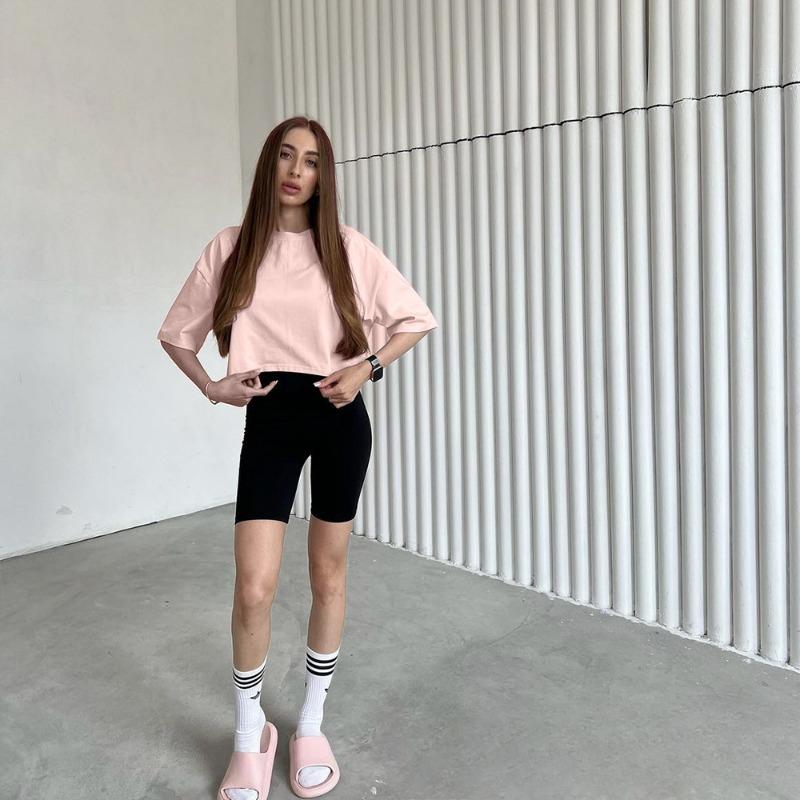 Women's New Spring and Summer Solid Colour Short T-shirt Cotton Short-sleeved Tops Spice Girls Style