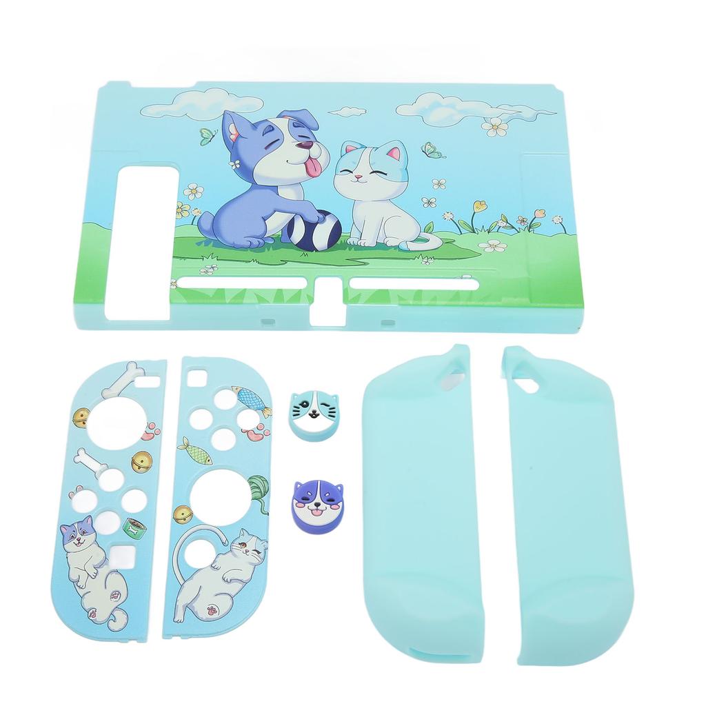 Gaming Console Protective Case Soft Cover Grip Protector for Switch Blue Cat Purple Dog Pattern