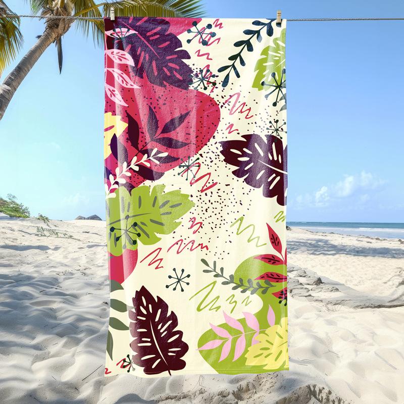 Colorful Tropical Palm Leaf Beach Towel Lightweight Absorbent Towel for Men Women Summer Vacation Beach Pool Gym Camping Use