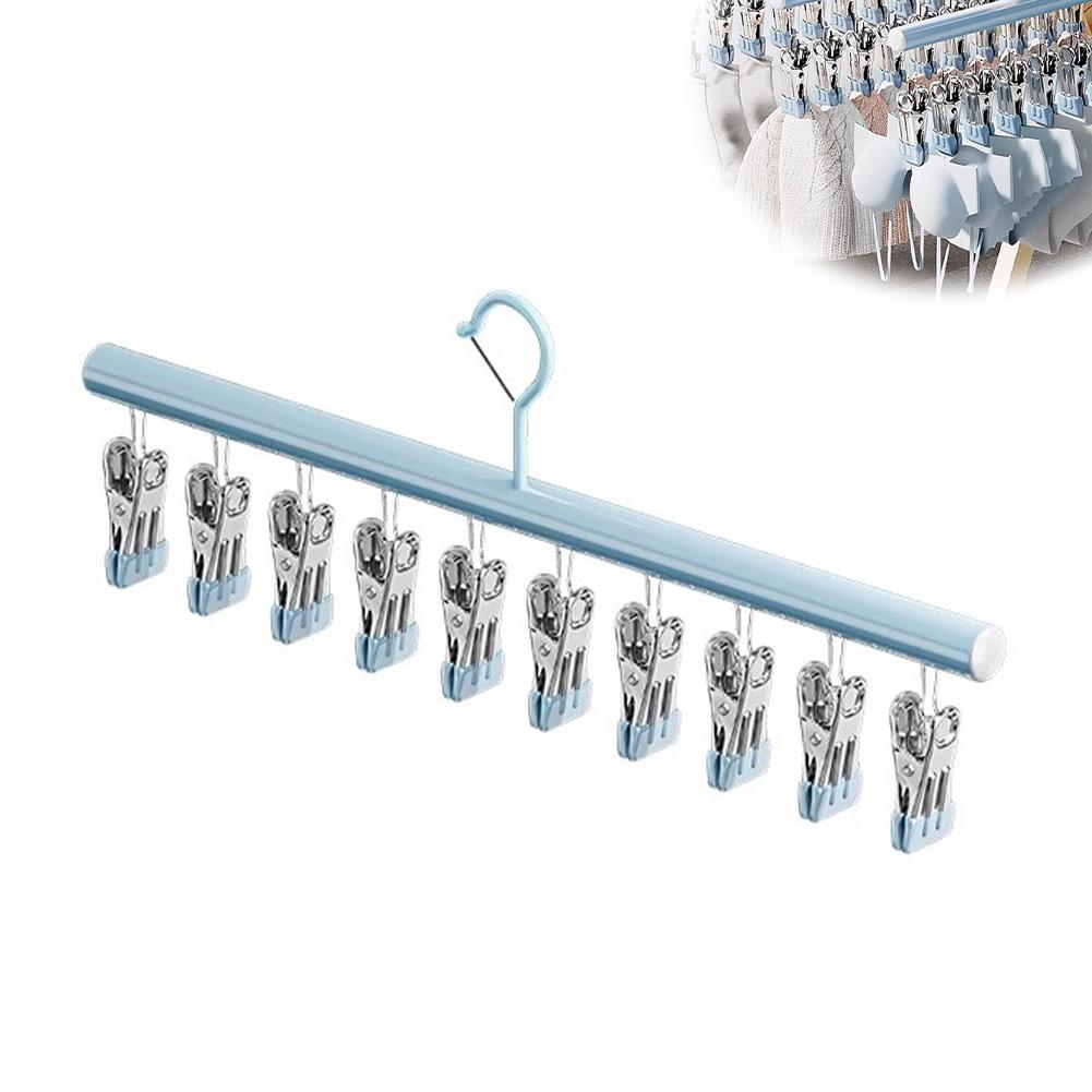 Closet Organizer With 10 Clips Space Saving Hanging Metal Multi-Clip Hanger For Leggings Pants Skirts 360 Rotating Hat Rack
