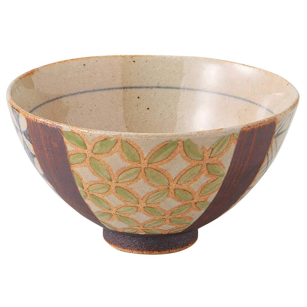 Hamato Hasami Ware Baba Studio Large Rice Bowl with Overglaze Brown Pattern, 390883,