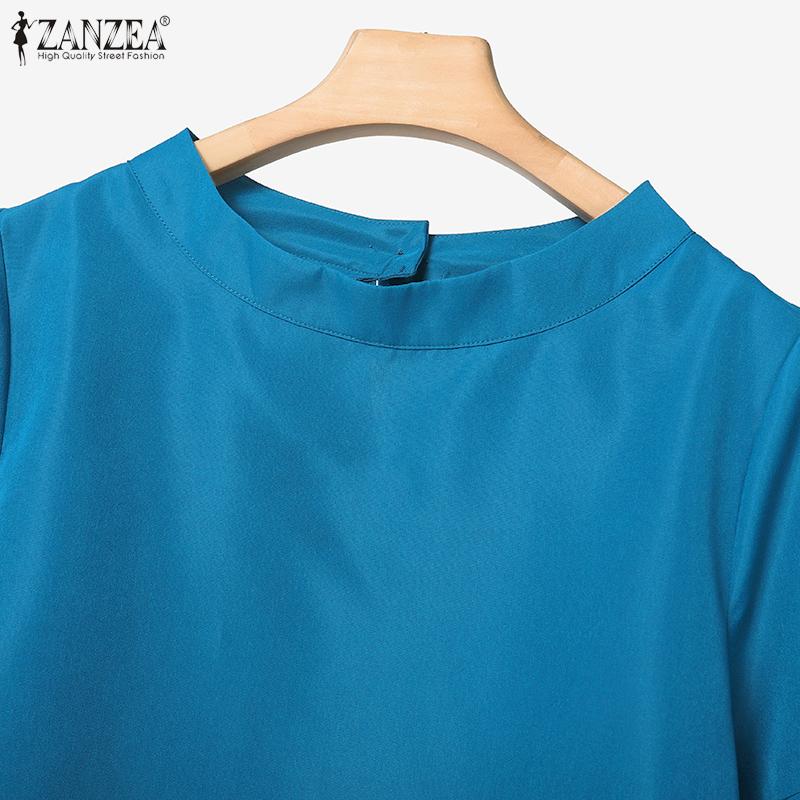 ZANZEA Women Half Sleeve Blouse and Pants Casual Two Piece Suit Sets