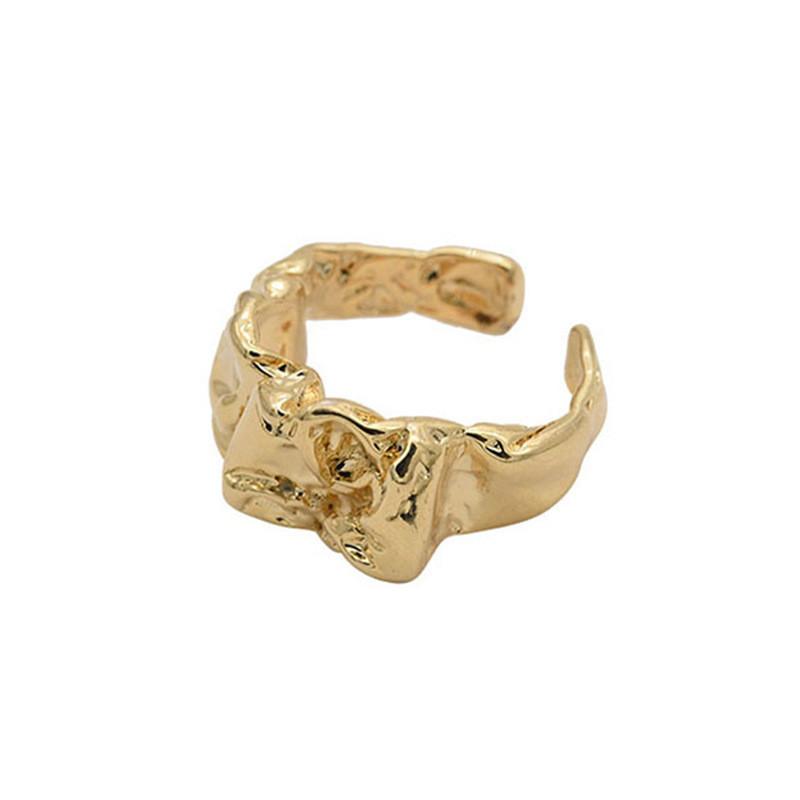 Elegant Korean Style Wrinkled Open Finger Ring For Women In Unique Geometric Design