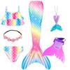 Mädchen Schwanzflosse Meerjungfrau Kostüm Kleid Cosplay Weihnachten Geburtstag Geschenk Badeanzug Kann Monoflosse Finne Hinzufügen Halloween Kostüm