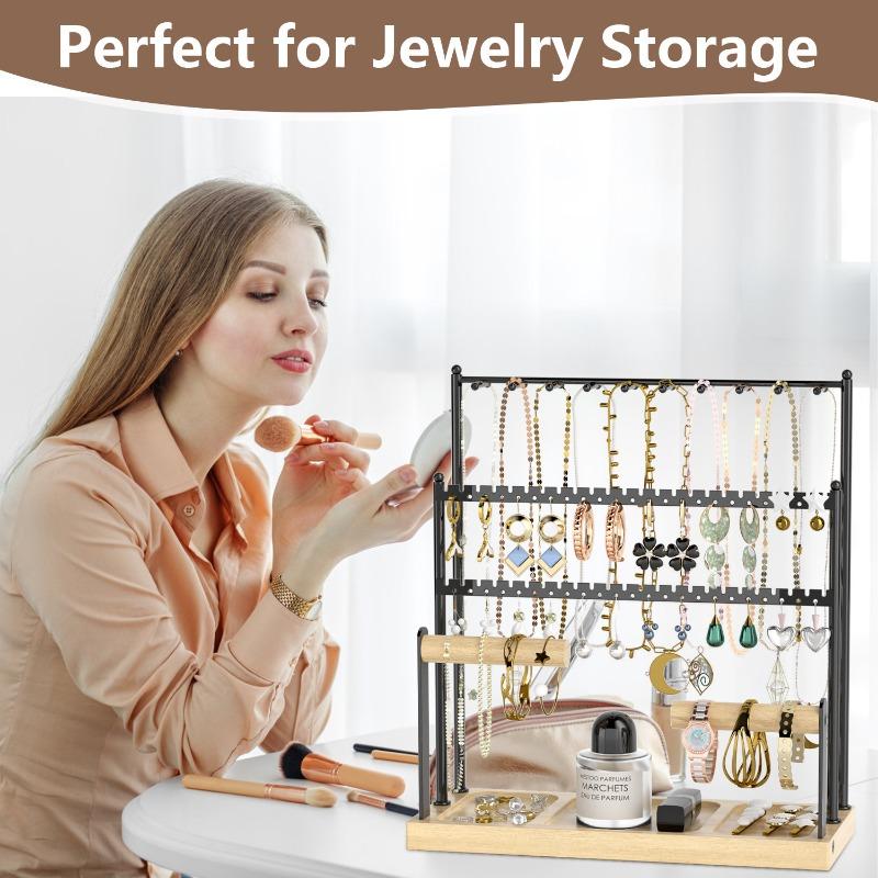 Large Capacity Earrings Displays Rack Household Necklace Storage Stand Jewelry Bracelet Show Shelf Jewellery Organizer Holder